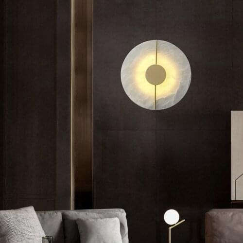 Jmzm Chinese Style Marble Wall Lamp Modern Circular Corridor Aisle Porch Living room Bedroom Bedside Wall Lamp