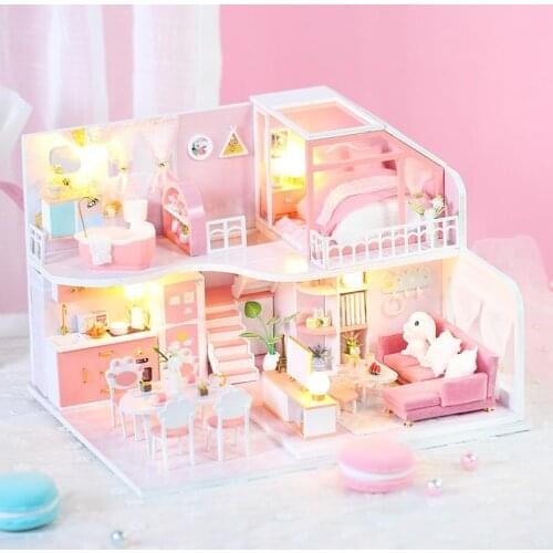 New Diy Cottage Handmade Girl Heart Small House Model Interactive Assembly Art Villa Toy Birthday Gift Girl