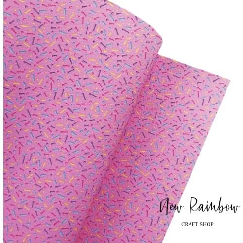 New Rainbow 30x138cm/Roll Pink Background Donut Glaze Faux Leatheretter For Making Bows, Accessories, Earrings, DIY Crafts