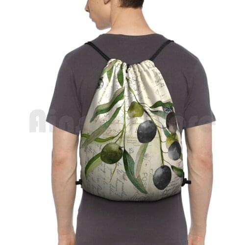 Olivia I Olive Branch Postcard Backpack Drawstring Bag Riding Climbing Gym Bag Olive Olives Olive Oil Decorative Olive Olive