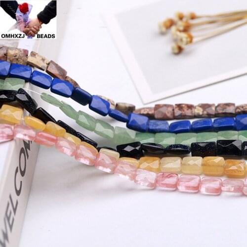 OMH Wholesale JD219 8*12mm Natural Jewelry DIY Making Bracelet Necklace Natural AAA Crystal Agate Loose Spacer Rectangle Beads
