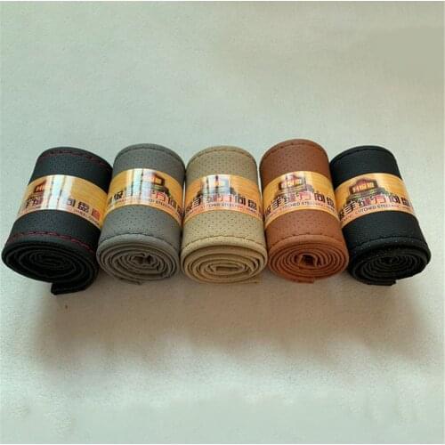 37cm/38CM DIY Steering Wheel Covers soft Leather braid on the steering-wheel of Car With Needle and Thread Interior accessories