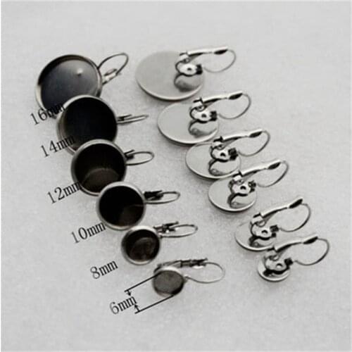 10pcs Stainless Steel French Earring Base Settings Fit 6mm 8mm 10mm 12mm 14mm 16mm 18mm 20mm Cabochon Cameo Tray Jewelry Making