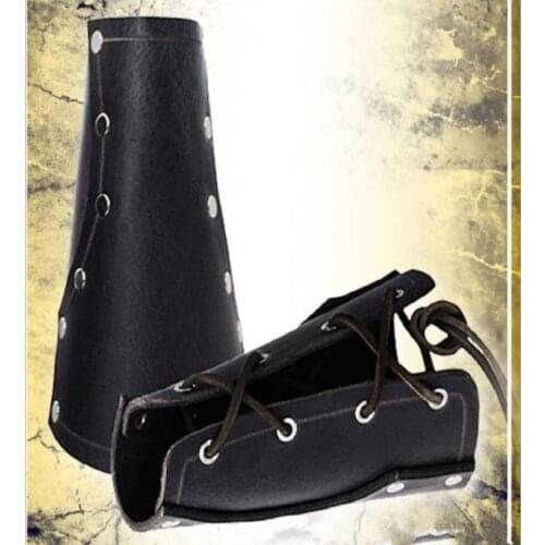 1pair Men PU Leather Arm Warmers Lace-Up Gauntlet Wristband Bracer Protective Arm Armor Cuff Cross String Steampunk Cosplay