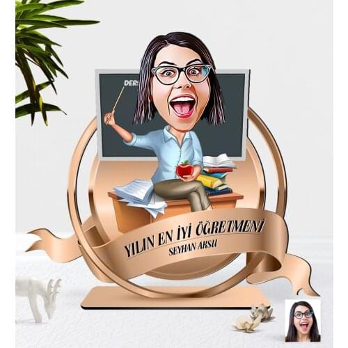 Personalized The Year 'S Best Female Öğretmeni Caricature OF 3D Wooden Trinket Plaket-8 Reliable Quality Cost-Effective Home decoration