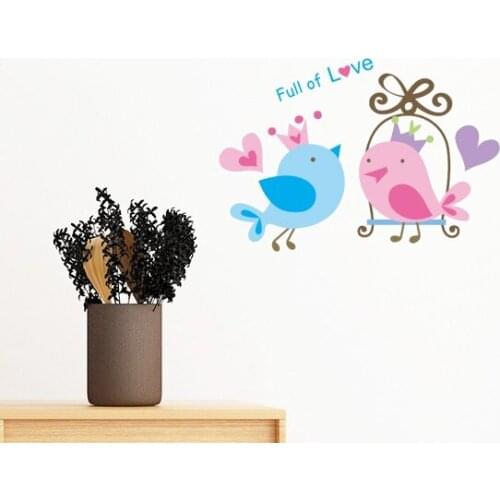 Illustration Lovely Birds Cage Removable Wall Sticker Art Decals Mural DIY Wallpaper for Room Decal