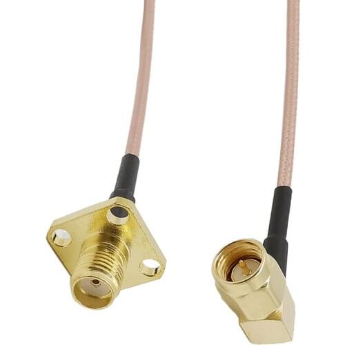 SMA Male Plug Right Angle to SMA Female Jack Panel Mount Assembly Pigtail Extension RG316D Double shield silver RF Coaxial Cable