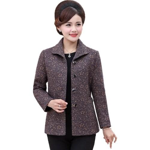 New 2020 Spring Autumn Women Jacket Coat printing Fashion Slim Long-Sleeved Outwear Elegant Mother Tops Overcoat Plus Size 4XL