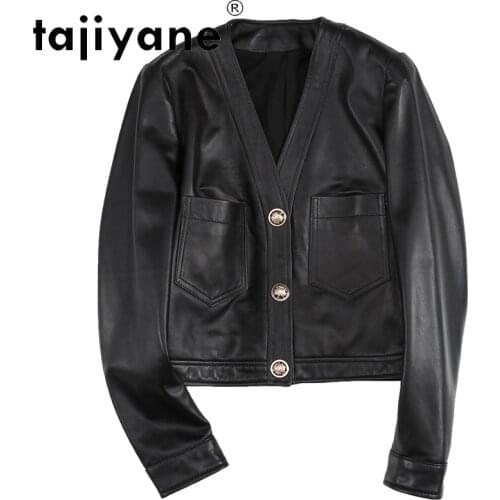 Tajiyane 2021 Spring Real Sheepskin Jacket Women Genuine Leather Coats Woman Jackets Female Black Coats Short Femme Veste TN2016