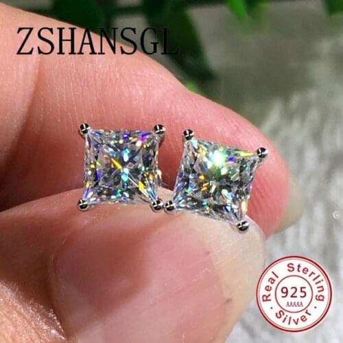 Female 4/5/6/7mm Small White Stone Earrings Crystal Fashion Plata Wedding Double Earrings Vintage Stud Earrings For Women