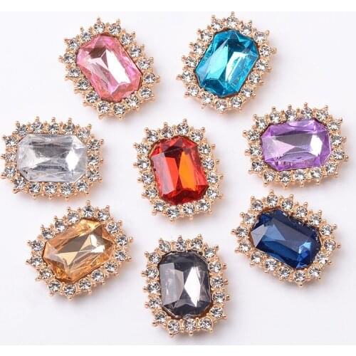 10 PCS 17x21mm KC Gold Plated Crystal Rhinestones Flowers Connector DIY Handmade Metal Alloy Jewelry Accessories