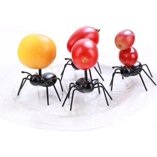 12PCS Cute Ant Shape Reusable Fruit Fork Snack Cake Dessert Forks Multiple Use Fruit Pick Kitchen Party Dinner Tableware