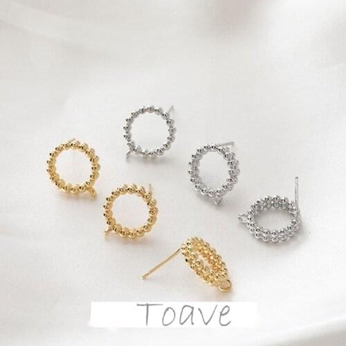 14K copper-plated and gold-plated simple round bead chain and silver pin earrings diy earrings handmade material accessories