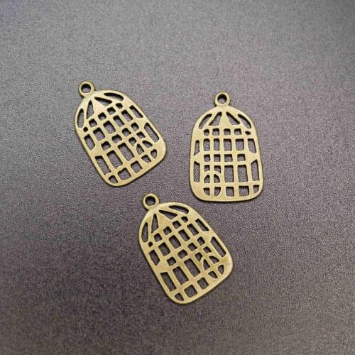 17x27mm vintage style antiqued bronze brass bird cage bezel charm DIY jewelry supplies findings 1800497