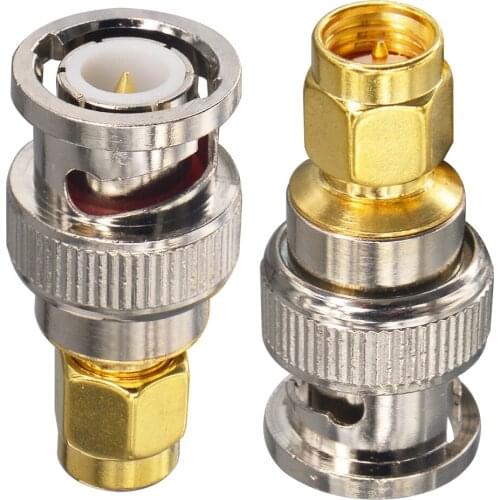 2 Pieces BNC Male to SMA Male RF Coaxial Adapter BNC to SMA Coax Jack Antenna Connector