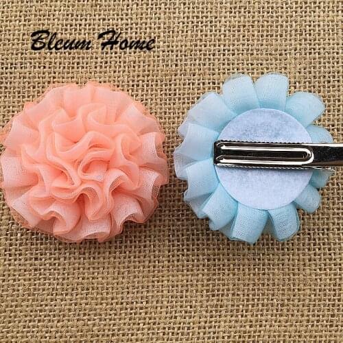 Bleum Home 2pcs children girls hair accessories clip Girl hairpins barrettes headwear Silk white cloth process flower hairpin
