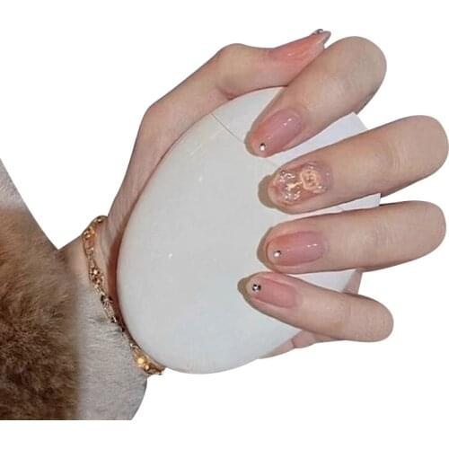 24Pcs Summer False Nails Cute Japanese-style Nail Tips With Glue Press On Nails Butterfly Fake Nails Detachable Nail Art Tools