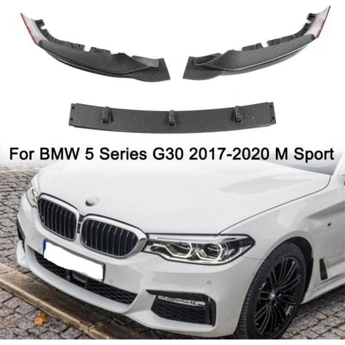 3pcs Car Front Bumper Spoiler Lip For BMW 5 Series G30 2017-2020 M Sport Carbon Fiber Bumper Lip Diffuser Cover Protector