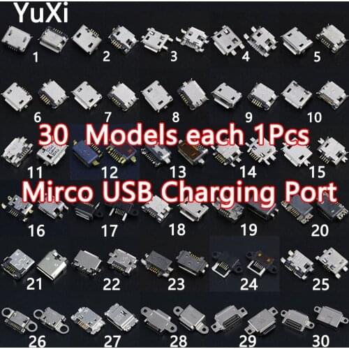 30Models Micro USB Type C Connector Jack Charging Base Port Plug Type-C Socket Female Jack for Xiaomi Samsung Nokia Lenovo