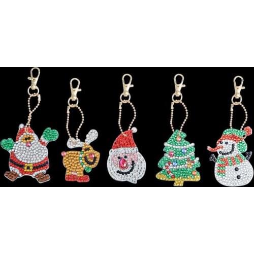4/5pcs DIY Full Drill Special-Shape Diamond Painting Keychain Christmas Decor Bag Pendant Keychains Jewelry Key Ring Gifts
