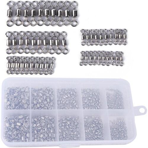500/250pcs Stainless Steel Swivel Fishing Connector Solid Connector Ball Bearing Snap Fishing Swivels Rolling Beads Accessories
