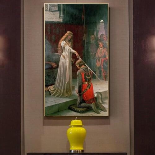 England Famous Painter Edmund Blair Leighton Accolade Posters Print on Canvas Wall Art Canvas Painting for Living Room Frame