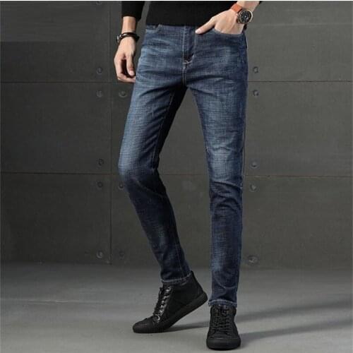 Free Shipping 2019 Mens Fall Winter Pants Jeans Brand Youth Edition Stretch Slim Pencil Pants