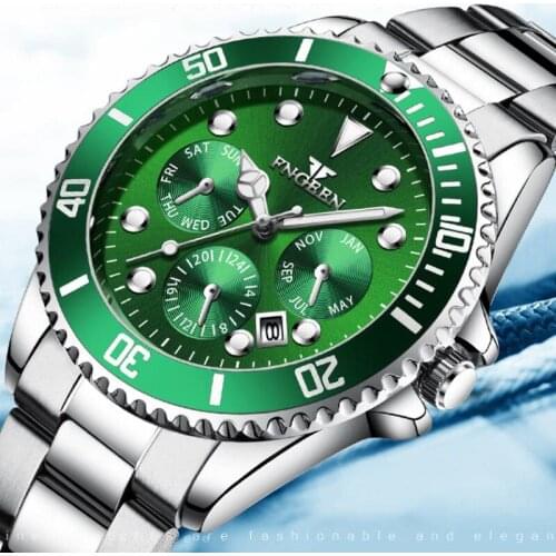 New Mens Watches Top Brand Stainless steel Chronograph Waterproof Sport Automatic Date Quartz Watch for Men Relogio Masculino