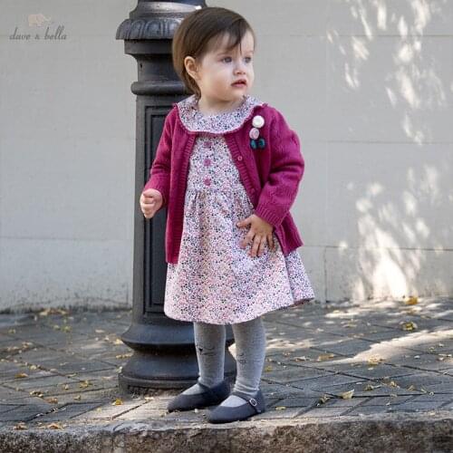 DB18889-1 dave bella autumn infant baby girls fashion floral cardigan kids girl toddler coat children cute knitted sweater
