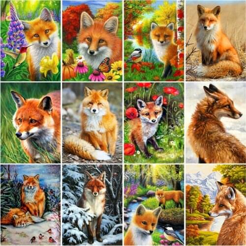 Diamond Painting DIY 5d Fox Handicraft Full Round Drill Kit Diamont Embroidery Animal Mosaic Needlework Wall Artwork Home Decor