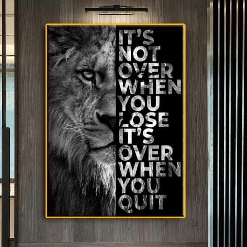 Black Wild Lion Motivational Quote Art Canvas Painting Wall Art Posters Prints Wall Pictures for Living Room Home Cuadros Decor