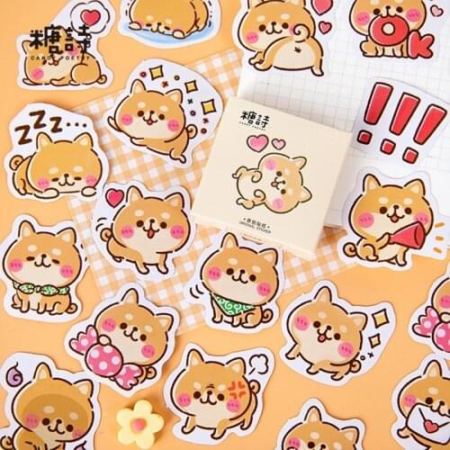 45Pcs/box Kawaii Shiba Inu Stationery Sticker Scrapbooking Cartoon Animal Dog DIY Diary Decorative Adhesive Paper Seal Supplies