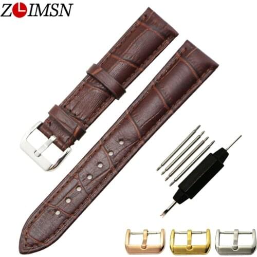 ZLIMSN Brown Genuine Leather Strap High Quality Material Comfort 18mm Watch Accessories Suitable For Men and Women Watch Band