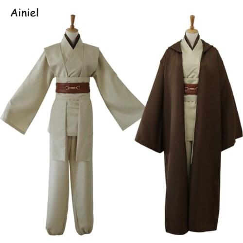 Movie Star Jedi Knight Costume Cosplay Mace Windu Robe Obi Wan Kenobi Wars Uniform Anakin Skywalker Outfits Cloak Halloween Men