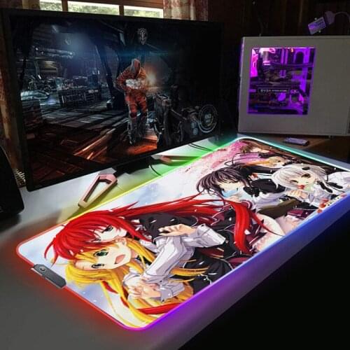 High School DxD Anime Mouse Pad Gamer RGB Mousepad Xxl Mause Ped LED Rubber Mat Pc Gaming Computer Desk Mice Keyboards Office