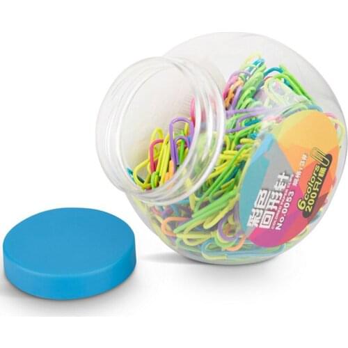 Creative 200pcs/box Six Candy Colors Metal Clips Korean Stationery Paper Clips Pin Binding School Office Supplies Clips