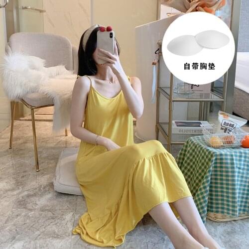 2020 Hot Summer Sexy Lingerie Spaghetti Strap Long Dress Nightgowns for Women Modal Loose Sleepwear Nightdress Night Gown Nighty