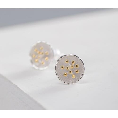 Real 925 Silver Small and lovely flower earrings for womens simple fashion bowl flower creative gift for friends