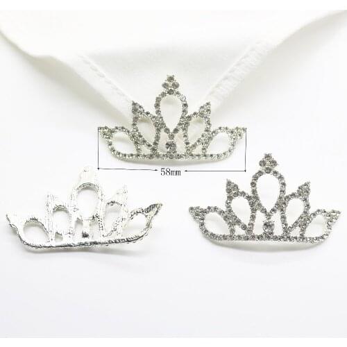 5 pcs / pack flatback rhinestone tiara crown Mini Alloy Crown For Wedding Decoration Metal Rhinestone Button For Hair Accessor