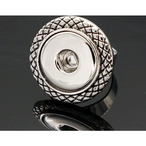 Fashion Round pattern metal snap rings fit 18MM snap buttons jewelry JZ0014