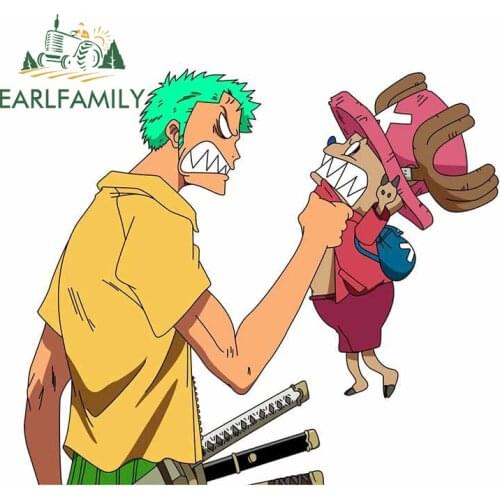 EARLFAMILY 13cm x 11.3cm For Zoro Chopper Bumper Car Stickers Vinyl Material Decal Auto Accessories Decals for VAN JDM RV
