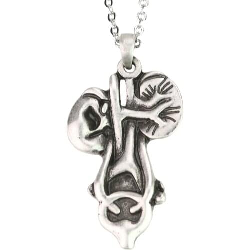 Steam Punk Anatomical Necklace Kidney Jewelry Zinc Metal Urinary Blessing Human Anatomic Jewelry A105