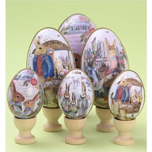 Easter Decorations Eggs Multi Size Color Rabbit Iron Egg Storage Candy Eggshell Packaging Box Wedding Party Gift Candy Cans