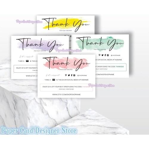 Personalized Small Business Thank You for Shopping Thank You For Your Order Cards Code Coupon Business Card Insert Order