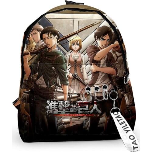 Classic Notebook Backpacks School Bags Attack on Titan 3D Oxford Waterproof Key Chain Accessories Boys Girls Cute Small Bags