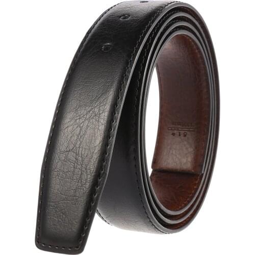Luxury Designer Black Coffee Leather Belt with Holes Without Buckle 2 sides can be used Pin Buckle Belt Body Strap
