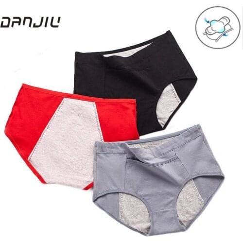 4XL Large Size Women Cotton Physiological Period Leak Proof Menstrual Panties Breathable Simple Add Pocket Underwear Breifs