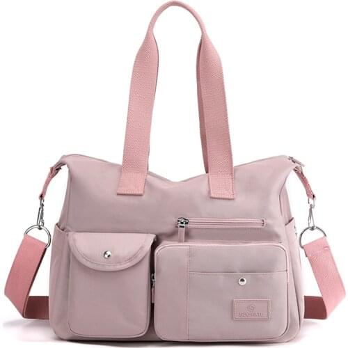 Large Capacity Women Travel Handbag High Quality Durable Fabric Shoulder Bag Fashion Female Casual Tote Multi-pocket Handbag