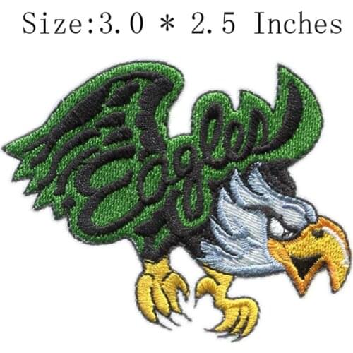 Green color eagle 3.0"wide embroidery patch for artesanato/twill craft/cutting patch