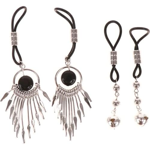 Gold Sliver Bells Torture Play Clamps Metal Nipple clips Breast Bondage flirting